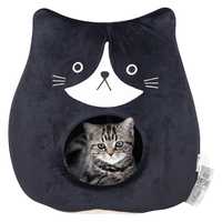 All Fur You Soft and Comfortable Cat Face Cat Cave Bed in Black