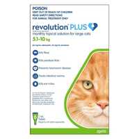 Revolution PLUS Flea, Worm & Tick Topical Prevention for Large Cats 5.1-10kg - 6-Pack