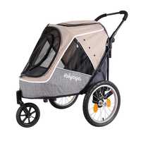 Ibiyaya Happy Pet Stroller Pram Jogger 2.0 - New and Improved w/ Bicycle Attachment - Latte