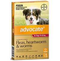 Advocate for Dogs - 6 Pack - Treats Fleas & Worms for Dogs 10-25kg - 6pk