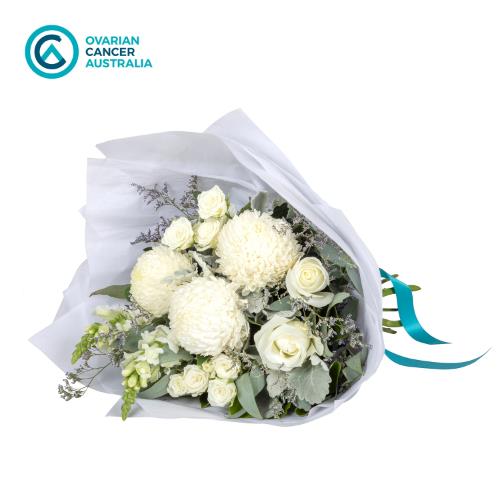 This stunning bouquet filled with creamy white blooms and grey toned foliage will surprise your loved...