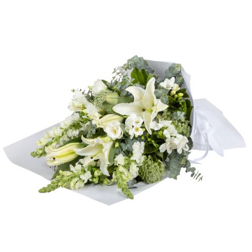 The “Heavenly Lilies” Bouquet is a beautiful arrangement that conveys heartfelt condolences and...