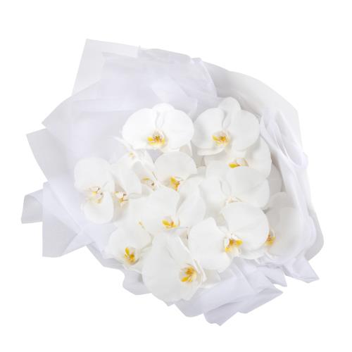 
	Surprise a loved one with a classic white orchid bouquet. Featuring 3 stems of lush white orchids...