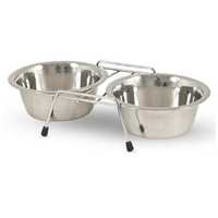 Petmate Stainless Steel Double Bowl Each Pet: Dog Category: Dog Supplies  Size: 0.3kg Material:...