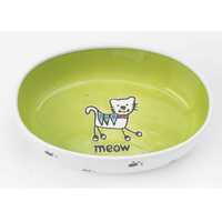 Petrageous Silly Kitty Bowl Oval Lime 16cm Pet: Cat Category: Cat Supplies  Size: 0.4kg Material:...