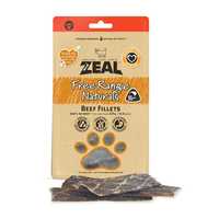 Zeal Free Range Dog Treats Beef Fillets 125g Pet: Dog Category: Dog Supplies  Size: 0.1kg 
Rich...