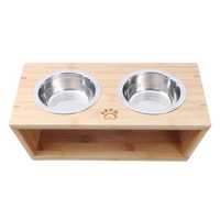 Charlies Pet Natural Bamboo Pet Feeder With Stainless Steel Bowls Each Pet: Dog Category: Dog Supplies ...