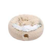 Charlies Pet Cushioned Snookie Hooded Pet Nest Bed Double Faux Chinchilla Cream And Artic White Small...