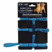 Scream Reflective Adjustable Nylon Cat Puppy Harness With Leash Loud Blue Each Pet: Dog Category: Dog...