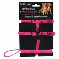 Scream Reflective Adjustable Nylon Cat Puppy Harness With Leash Loud Pink Each Pet: Dog Category: Dog...