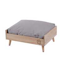 Charlies Pet Scandi Elevated Bed Natural Pine Frame And Mattress Grey Each Pet: Dog Category: Dog...