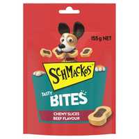 Schmackos Tasty Bites Chewy Slices Beef 155g Pet: Dog Category: Dog Supplies  Size: 0.2kg 
Rich...