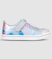 Sparkle with every step in the Skechers Sparkle Rayz for kids. This glittery slip-on sneaker features a...