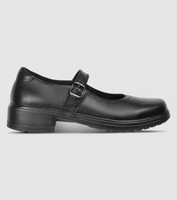 The Ascent Womens Adela Buckle Black is a durable black leather work or school shoe from Ascent...