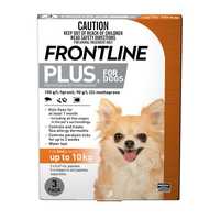Frontline Plus Flea & Tick Protection for Dogs up to 10kg - 3 Pack