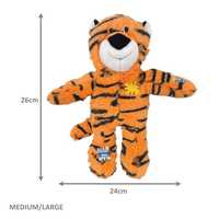 3 x KONG Wild Knots Tiger Tug & Snuggle Plush Dog Toy - Medium/Large