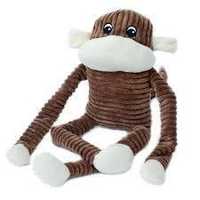 Zippy Paws Spencer the Crinkle Monkey Long Leg Plush Dog Toy - Brown - X-Large