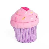 Zippy Paws Plush Squeaker Dog Toy - Cupcake in Blue or Pink - Pink