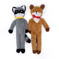 Zippy Paws Fluffy Peltz Plush Squeaker Dog Toy - Raccoon & Chipmunk 2-Pack