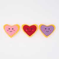 Zippy Paws Valentine's Miniz Plush Squeaker Dog Toys - 3-Pack of Heart Cookies
