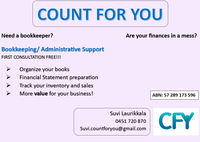 Count for you - Bookkeeping service provider for Sole Trader's and small to medium sized businesses.Are...