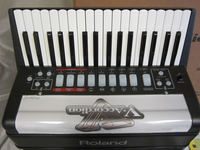 This digital button accordion by Roland has 62 buttons on the right hand and 72 buttons on the left...