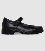 The Clarks Kids Indulge Black (E) is a durable black leather school shoe from Clarks featuring a Mary...