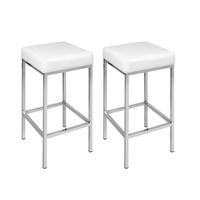 Product InformationSet of 2 PU Leather Kitchen Bar Stools- WhiteDesigned to blend in with any...