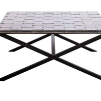 This stunning Large Square Black Coffee Table with Stainless Steel Woven Top is perfect for the Living...