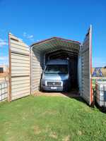 Steel shed for removal, 7.5m long, 3m wide, 2.7 wall height with domed roof, colour bond walls and...