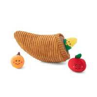 Zippy Paws Fall Harvest Burrow Dog Toy - Cornucopia + 3 Squeaker Veggies