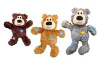 3 x KONG Wild Knots Bear Tug & Snuggle Plush Dog Toy - Small/Medium