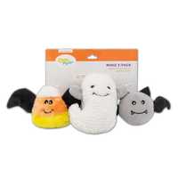 Zippy Paws Plush Squeaker Dog Toy - Halloween Miniz - Flying Frights 3- Pack