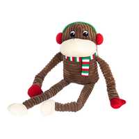 Zippy Paws Christmas Holiday Crinkle Monkey Long Leg Plush Dog Toy - Extra Large