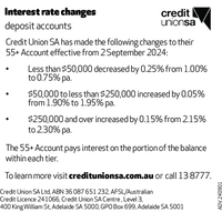 Credit Union SA Interest Rates Changes - Deposit Accounts: Credit Union SA has made the following...