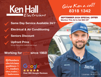 Give Ken a call!  8318 1342 Electrical &amp; Air Conditioning Seniors DiscountSame Day Service...