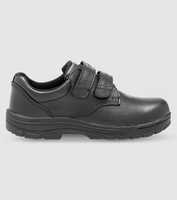 The Ascent Kids Academy Jnr (D) Black is a durable black leather school shoe from Ascent, featuring two...