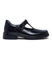 Ingrid is a T-bar style girls' school shoe designed with a buckle fastening and laser cut toe design