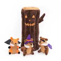 Zippy Paws Halloween Burrow Dog Toy - Haunted Log + 3 Squeaker Toys