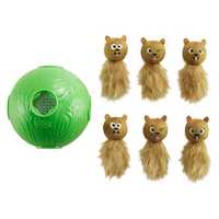 Outward Hound Dog Snuffle N' Treat Ball Puzzle with 6 Plush Chipmunks