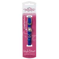 High Street Elastic Cat Collar with Double Bells [Colour: Blue]