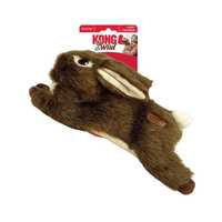 KONG Wild Low Stuffing Floppy Squeaker Dog Toy - Rabbit - Bulk Pack of 3 Toys