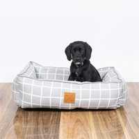 Mog & Bone Bolster Dog Bed - Grey Check - Large