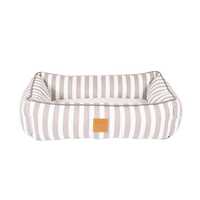 Mog & Bone Bolster Dog Bed - Latte Hamptons Stripe - Large