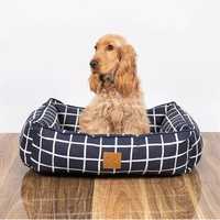 Mog & Bone Bolster Dog Bed - Navy Check - Small