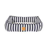 Mog & Bone Bolster Dog Bed - Navy Hamptons Stripe - Small