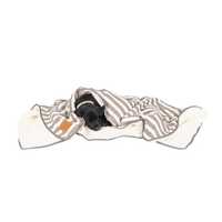 Mog & Bone Soft Reversible Pet Blanket Latte Hamptons Stripe