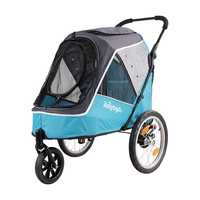 Ibiyaya Happy Pet Stroller Pram Jogger 2.0 - New and Improved w/ Bicycle Attachment - Blue