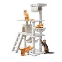 Cat Tree 141cm Trees Scratching Post Scratcher Tower Condo House Furniture Wood Beige