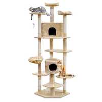 Cat Tree 203cm Trees Scratching Post Scratcher Tower Condo House Furniture Wood Beige